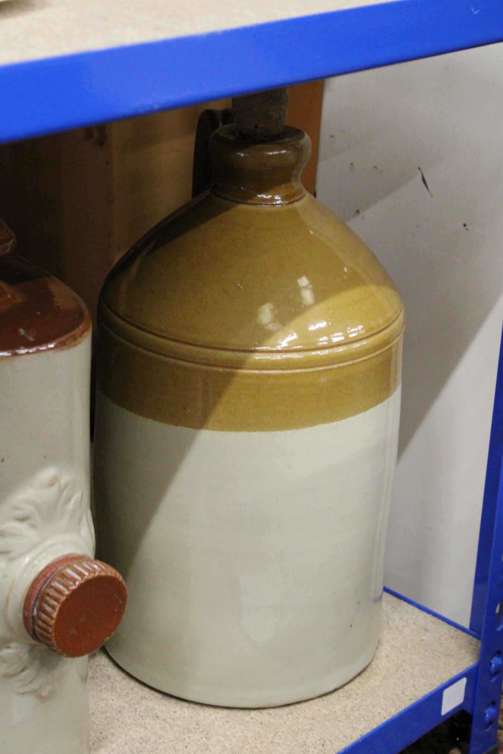 FOUR STONEWARE HOT WATER BOTTLES PLUS A STONEWARE FLAGON HOLT - Image 4 of 4