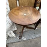 A MAHOGANY AND CROSSBANDED 20" DIAMETER TRIPOD TABLE BY REPRODUX