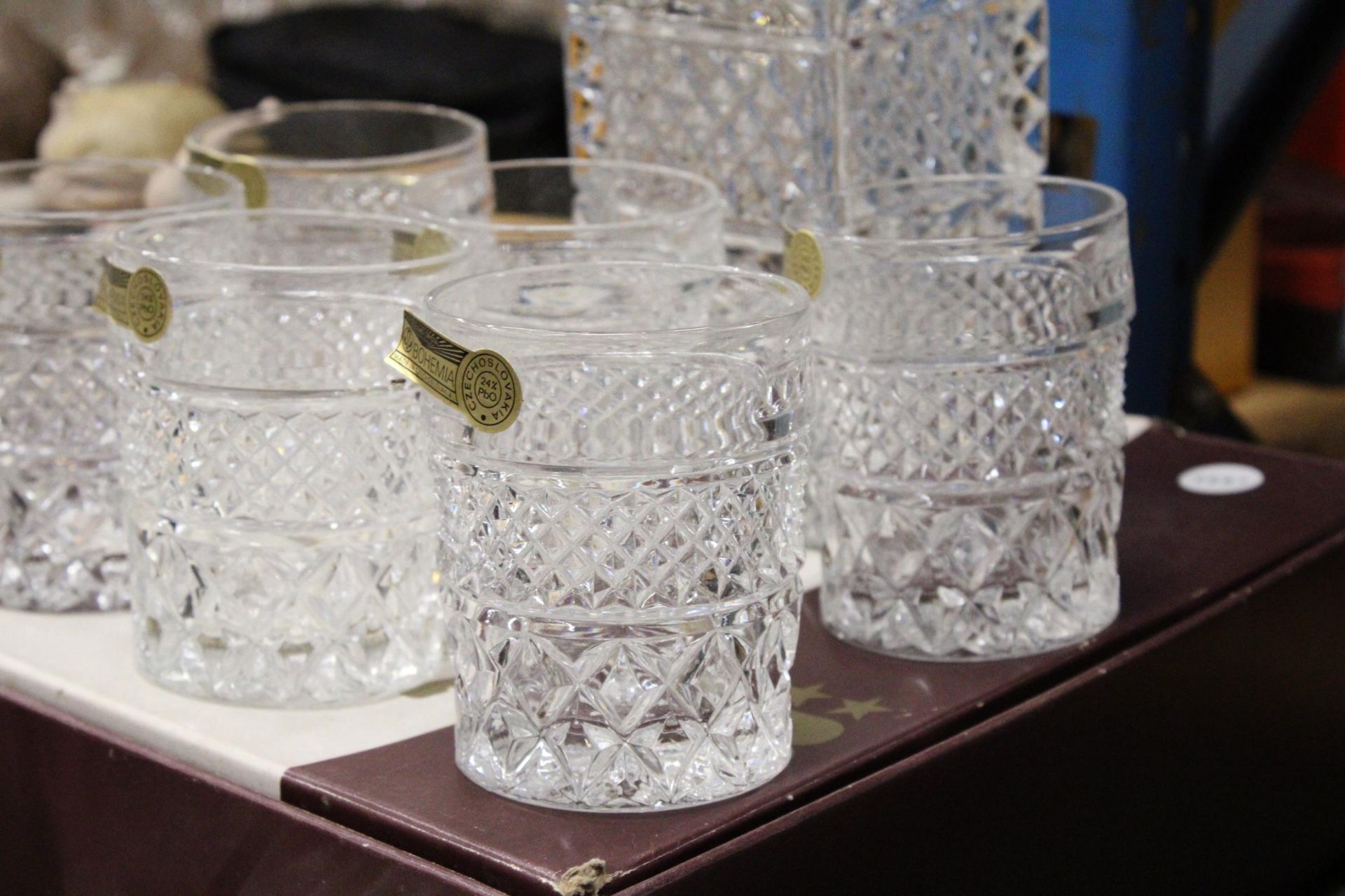 A BOHEMIAN CRYSTAL DECANTER AND TUMBLERS SET, BOXED - Image 3 of 5