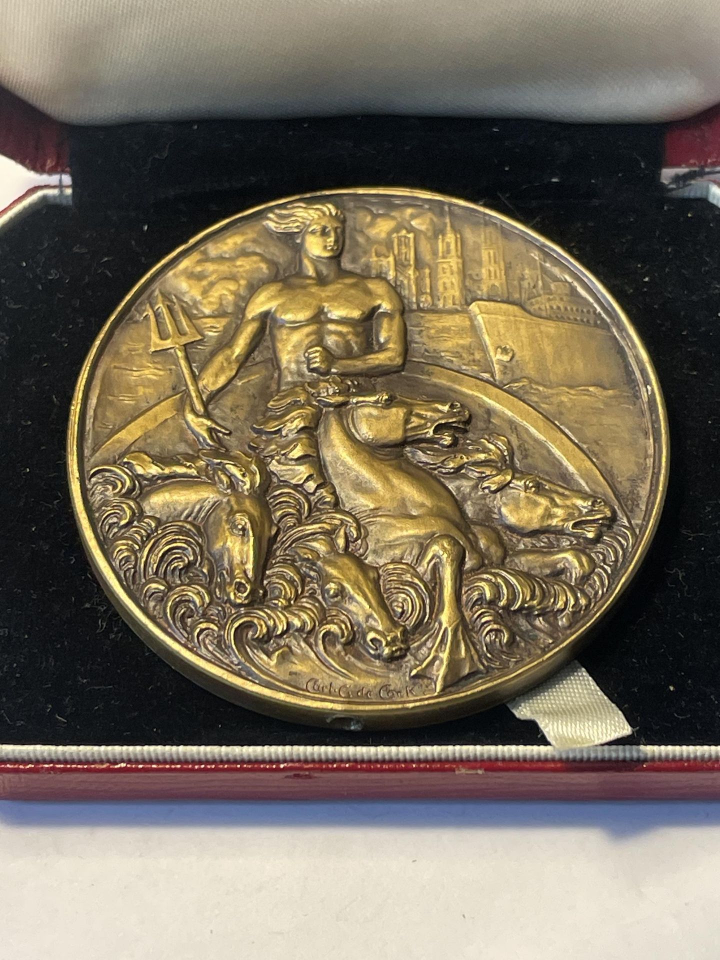 A LARGE BRONZE POSEIDON MEDAL