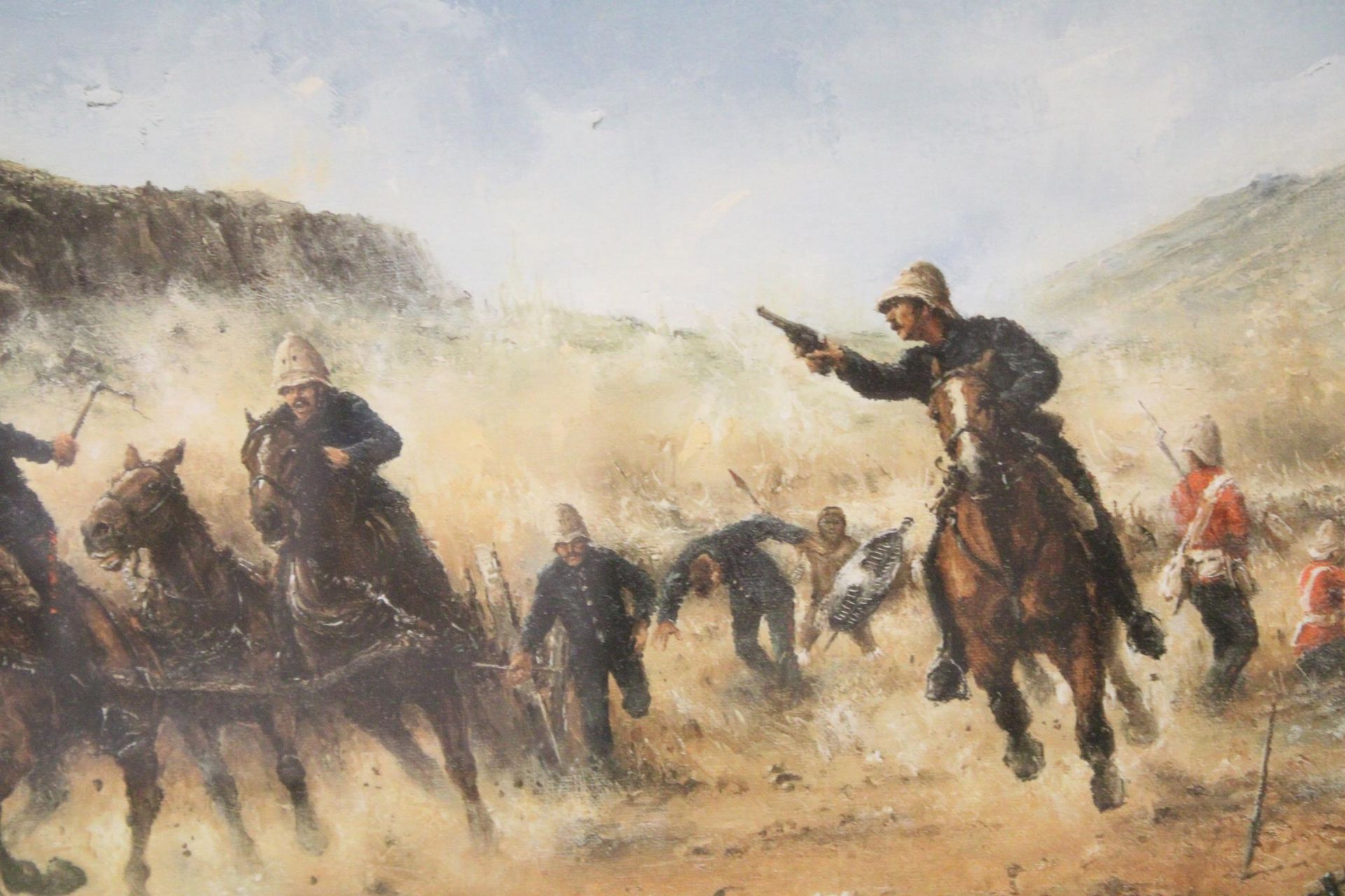 A FRAMED PRINT TITLED, 'INCIDENT A ISANDLWANA', SIGNED - Image 2 of 5