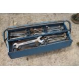 TOOL BOX AND APPROX. 130 SPANNERS NO VAT
