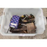BOX OF FILES,DRILL AND MALLET NO VAT