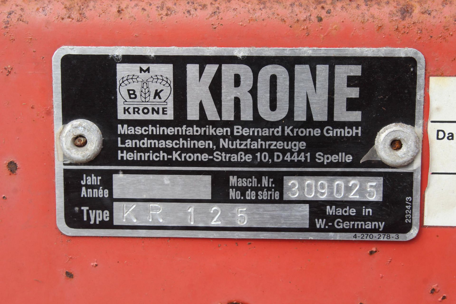 KRONE 125 ROUND BALER WORKING ORDER + VAT - Image 4 of 5