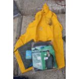 2 YELLOW PVC OVERALLS AND 2 COATS NO VAT