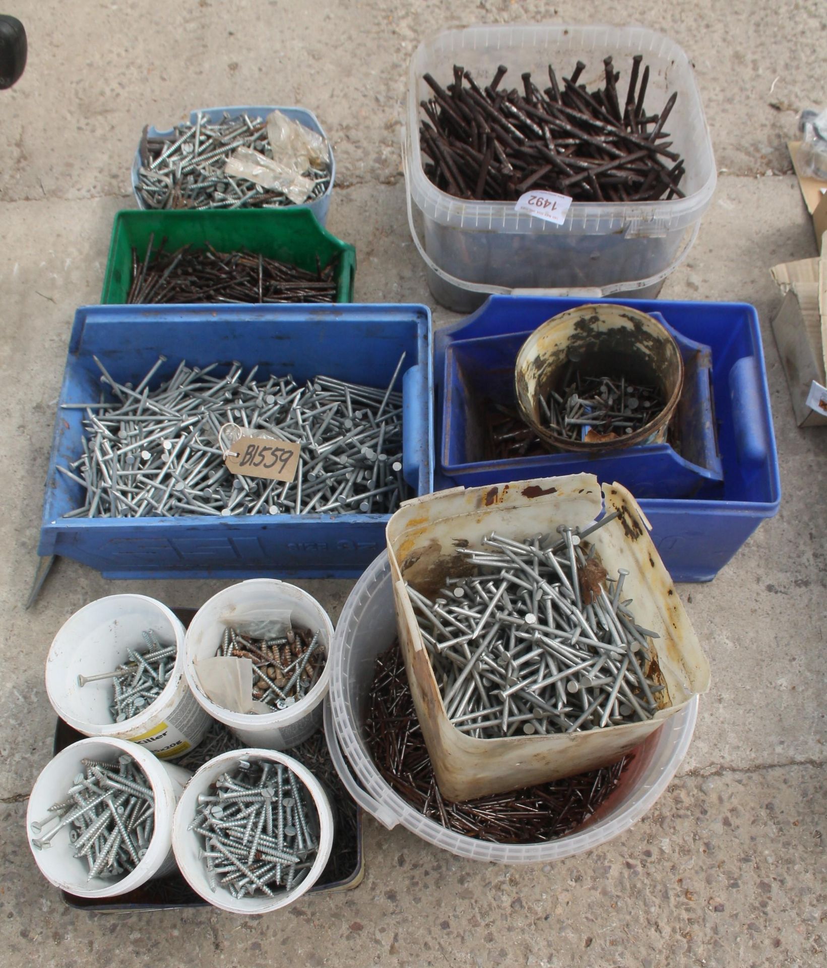 ASSORTED NAILS , SCREWS AND GATE HINGES + VAT