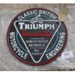 CAST IRON TRIUMPH BONNE VILLE MOTORBIKE SIGN NO VAT