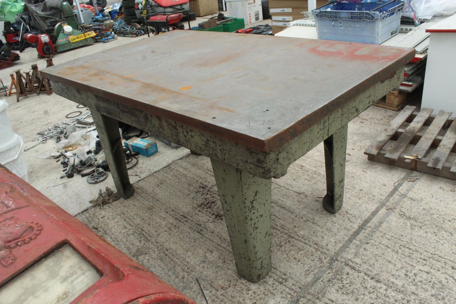 VERY HEAVY CAST STEEL BENCH WITH 1 1/2 THICK TOP (HARD TO FIND) + VAT
