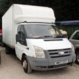 A 2008 WHITE FORD LUTON VAN WITH TAIL LIFT, REGISTRATION NUMBER MW57ECC, DIESEL ENGINE AND 129000