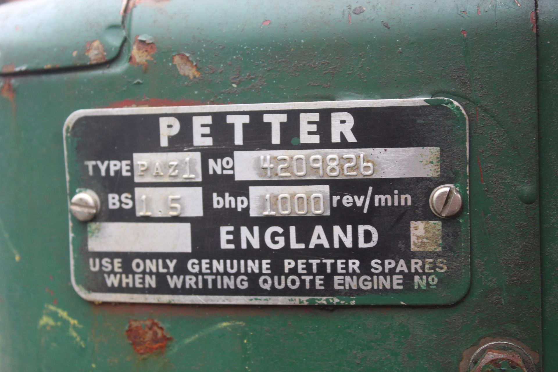 PETTER STATIONARY ENGINE NO VAT - Image 4 of 4