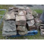 PALLET OF ASSORTED STONE IN VARIOUS SHAPES AND SIZES NO VAT