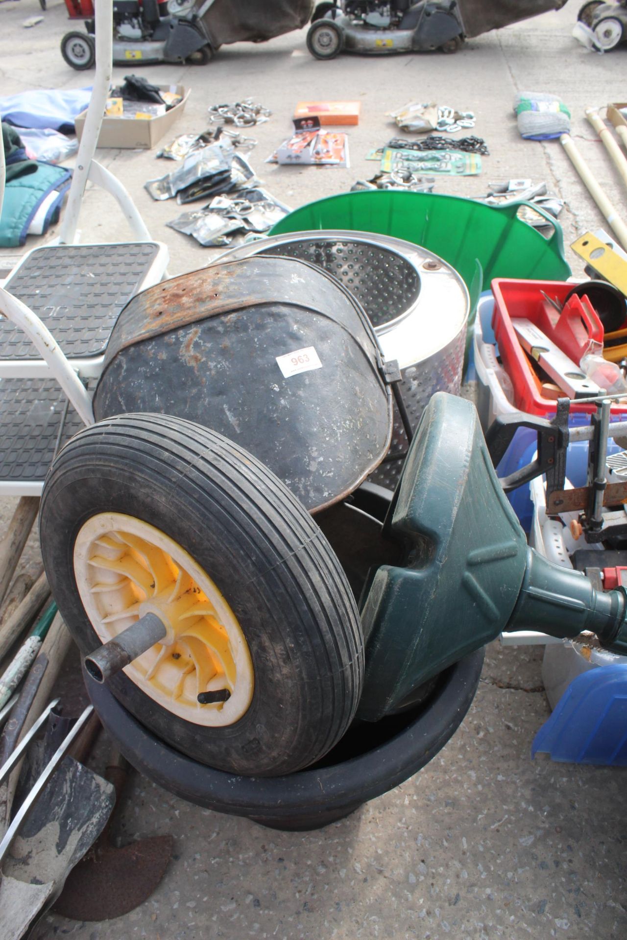 BUCKETS, STAND & WASHING MACHINE DRUM NO VAT