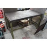 STEEL WORK TABLE 4' X 2' AND 5 WOOD PANELS NO VAT