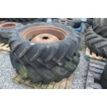 2 REAR TRACTOR WHEELS AND TYRES NO VAT