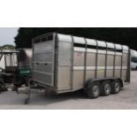 2021 IFOR WILLIAMS TA510 14' TRI AXLE STOCK TRAILER WITH FOLD DOWN FRONT KEYS IN THE OFFICE + VAT