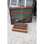 TWO WOODEN AND GLASS FRONTED DISPLAY CABINETS