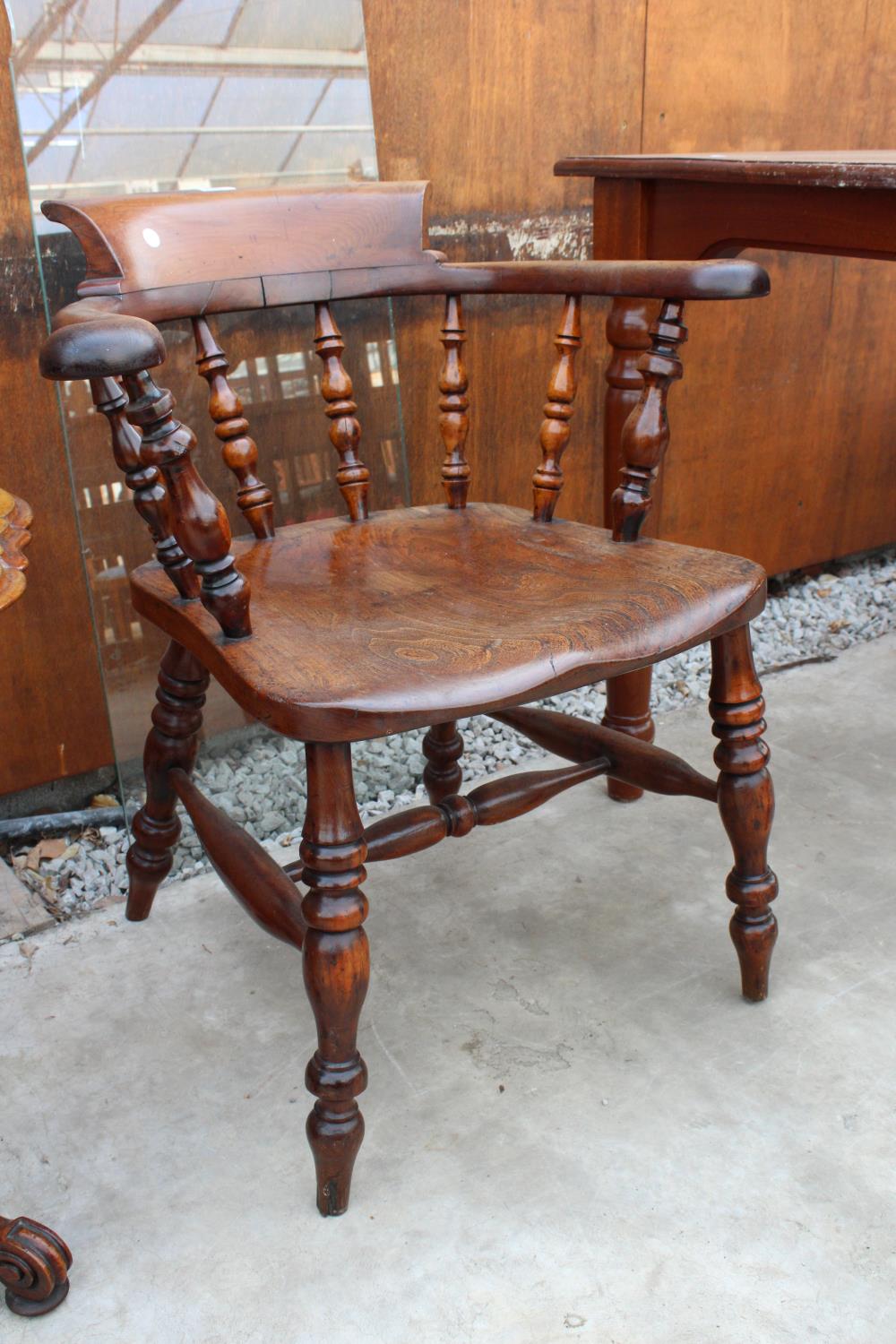 A VICTORIAN ELM CAPTAINS CHAIR - Image 2 of 2