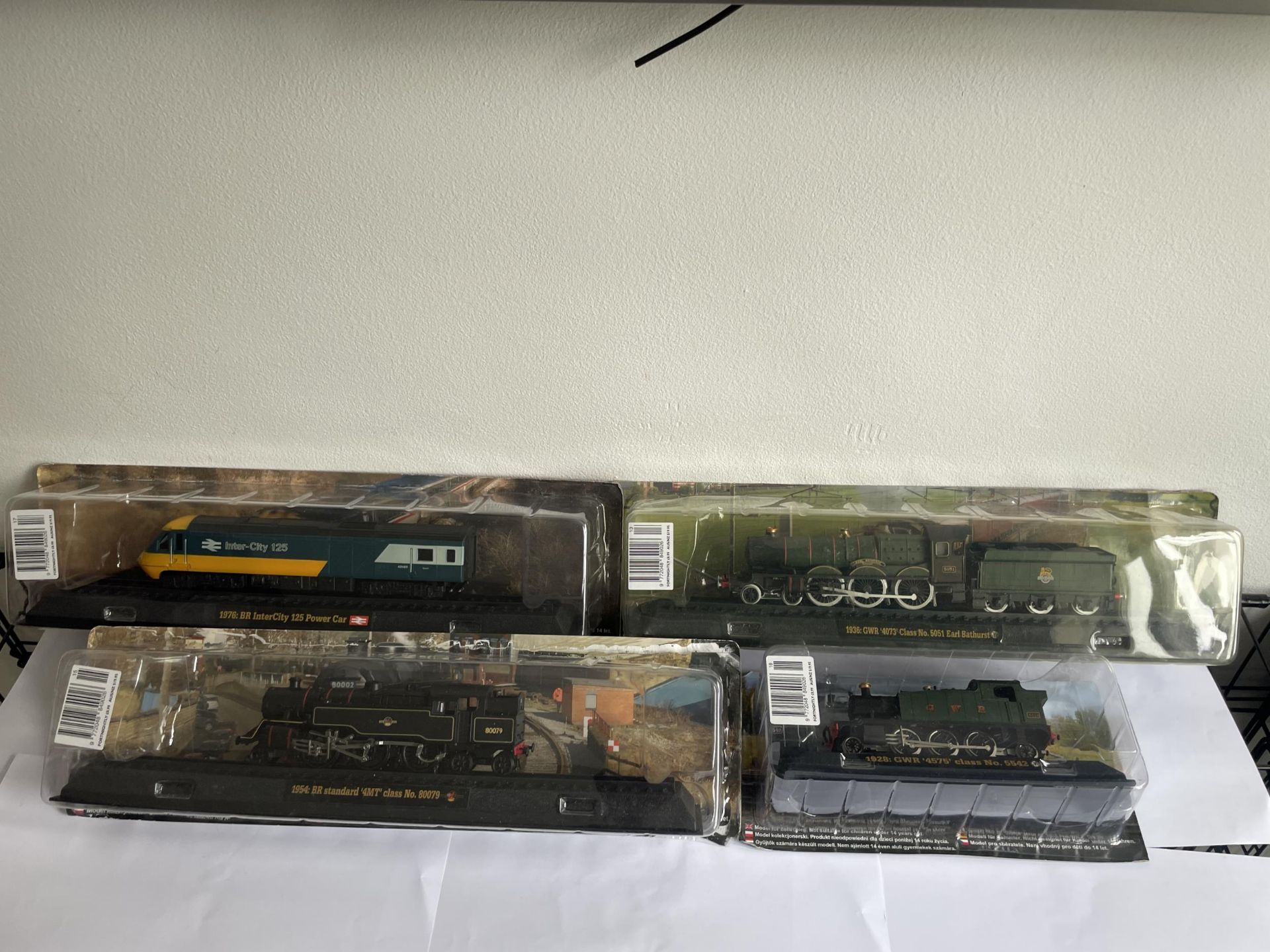 FOUR BOXED AMER CON TRAIN ENGINE MODELS TO INCLUDE THREE STEAM AND A BRITISH RAIL INTERCITY