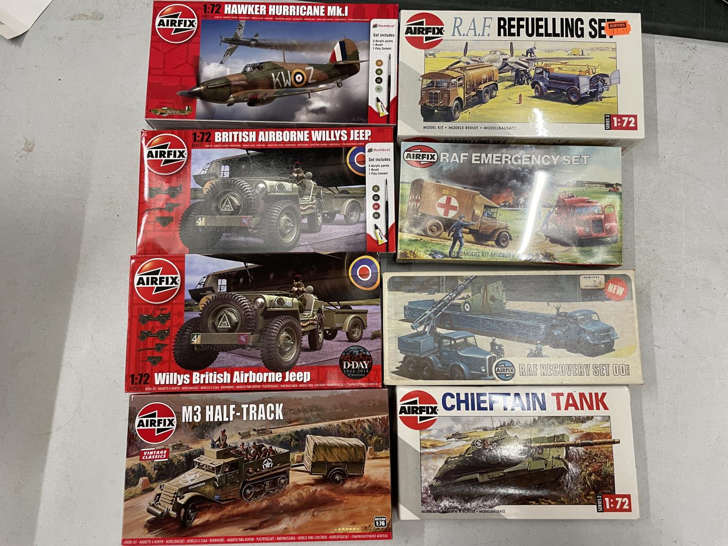 EIGHT BOXED AIRFIX MILITARY RELATED KITS