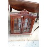 A VICTORIAN STYLE HARDWOOD TWO DOOR WALL CABINET, 22" WIDE