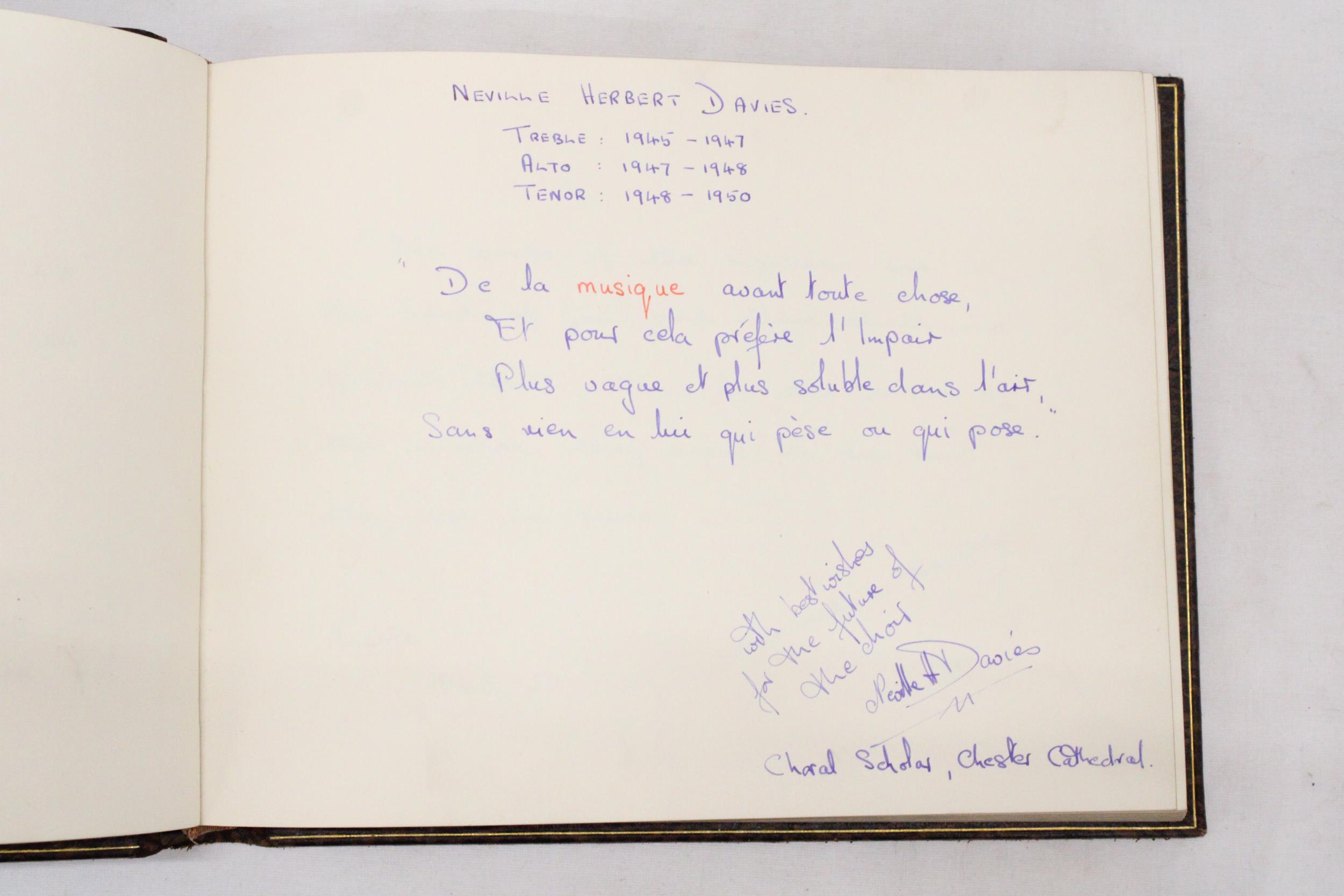 A VINTAGE LEATHER BOUND AUTOGRAPH BOOK FROM THE 1940'S WITH MOSTLY RELIGIOUS ENTRIES - Image 5 of 6