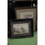TWO VINTAGE FRAMED WATERCOLOURS, A FARM COTTAGE AND DAFFODILS, SIGNED E PARRY