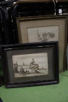 TWO VINTAGE FRAMED WATERCOLOURS, A FARM COTTAGE AND DAFFODILS, SIGNED E PARRY