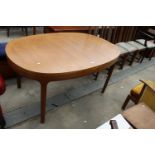 A RETRO TEAK AND CROSSBANDED EXTENDING DINING TABLE 60" X 39" (LEAF 21")
