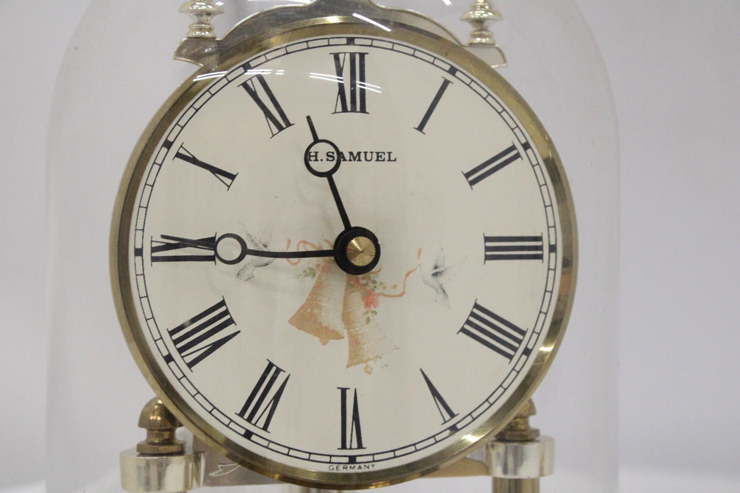 TWO BRASS ANNIVERSARY CLOCKS WITH GLASS DOMES - Image 6 of 6