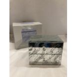 A MARBLE 2 DRAWER JEWELLERY BOX, AS NEW, BOXED