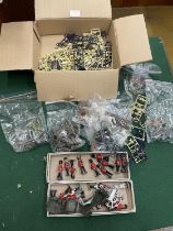 A QUANTITY OF METAL BUSBY, ETC FIGURES TO INCLUDE BRITAINS, PLUS A LARGE QUANTITY OF PLASTIC