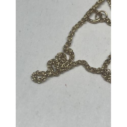 A MARKED 9 CARAT GOLD NECKLACE GROSS WEIGHT 2.5 GRAMS - Image 2 of 2