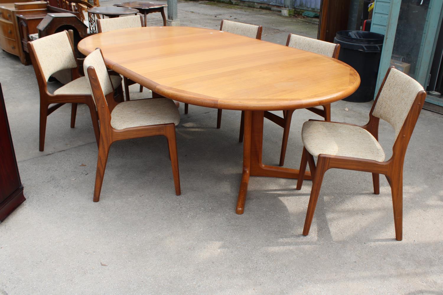 A ROSENGAARDEN (DENMARK) RETRO TEAK EXTENDING DINING TABLE 48" X 49" (TWO LEAVES 21" EACH) ON - Image 3 of 6