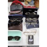 A COLLECTION OF GLASSES AND SUNGLASSES, MARKED COCOA MINT, PIERRE CARDIN, ETC