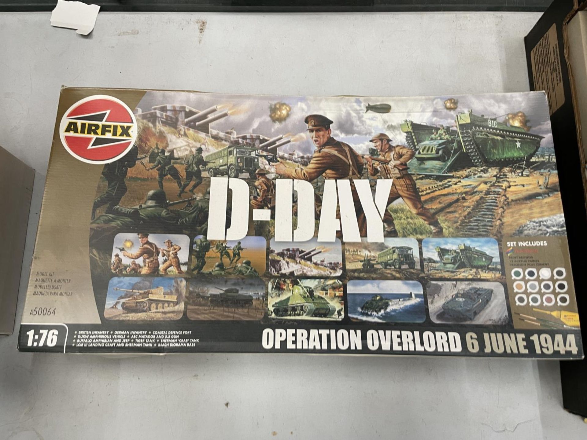 A BOXED AIRFIX D-DAY OPERATION OVERLORD 6 JUNE 1944 MODEL KIT 1:76 SCALE
