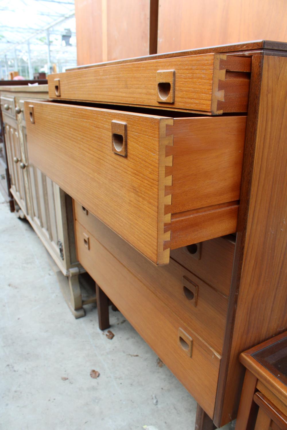 A RETRO TEAK CHEST OF FIVE DRAWERS 33" WIDE - Image 3 of 3