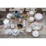 AN ASSORTMENT OF CERAMICS TO INCLUDE PLATES, MONEY BOXES AND VASES ETC