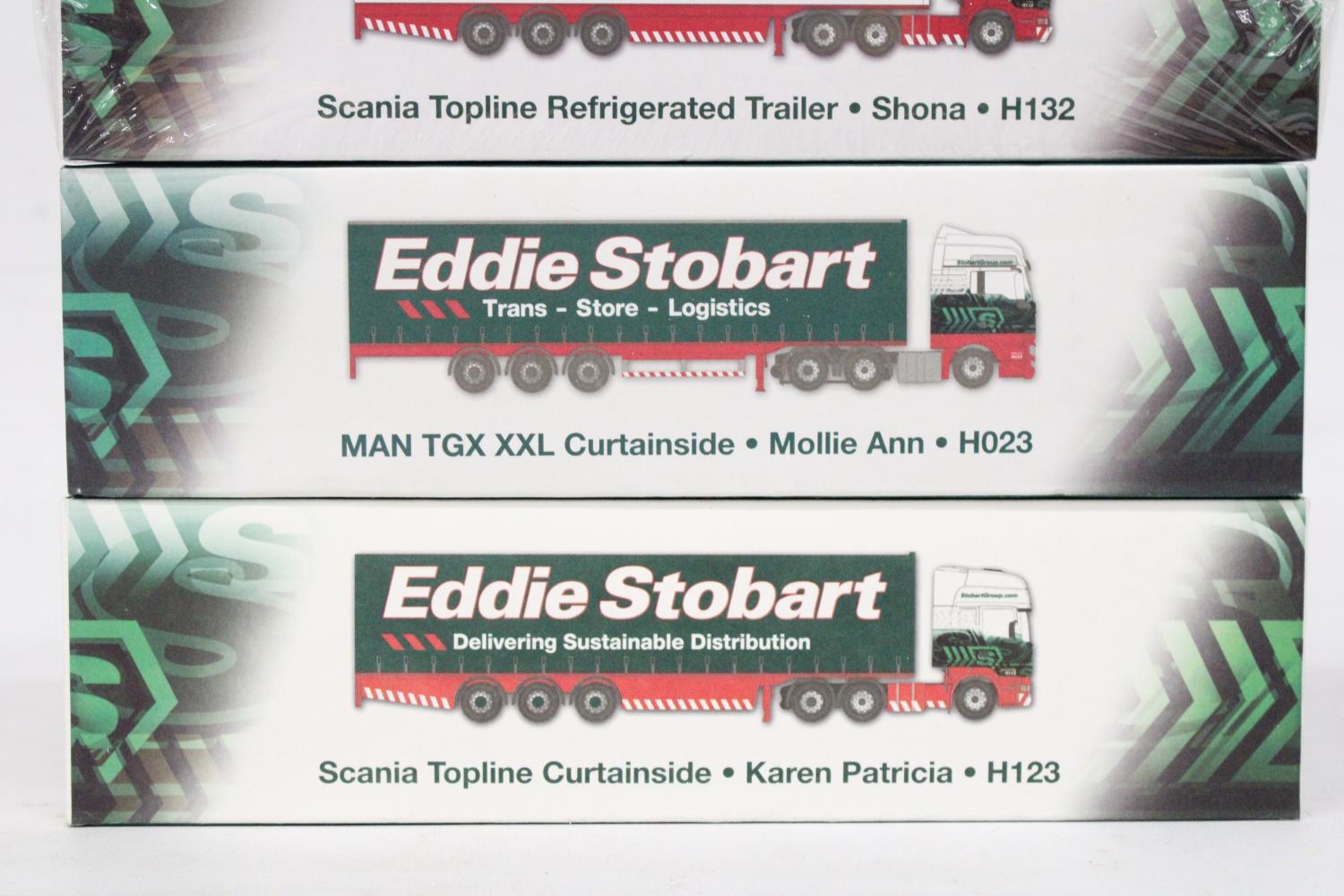 FOUR AS NEW BOXED EDDIE STOBART NAMED WAGONS TO INCLUDE A SCANIA TOPLINE REFRIGERATED TRAILER, A - Image 3 of 6