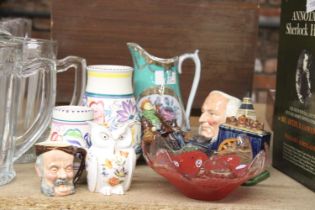 A QUANTITY OF COLLECTABLES TO INCLUDE TWO POOLE VASES,A AYNSLEY "COTTAGE GARDEN" OWL TRINKET BOX,