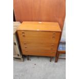 A RETRO TEAK CHEST OF FIVE DRAWERS 33" WIDE