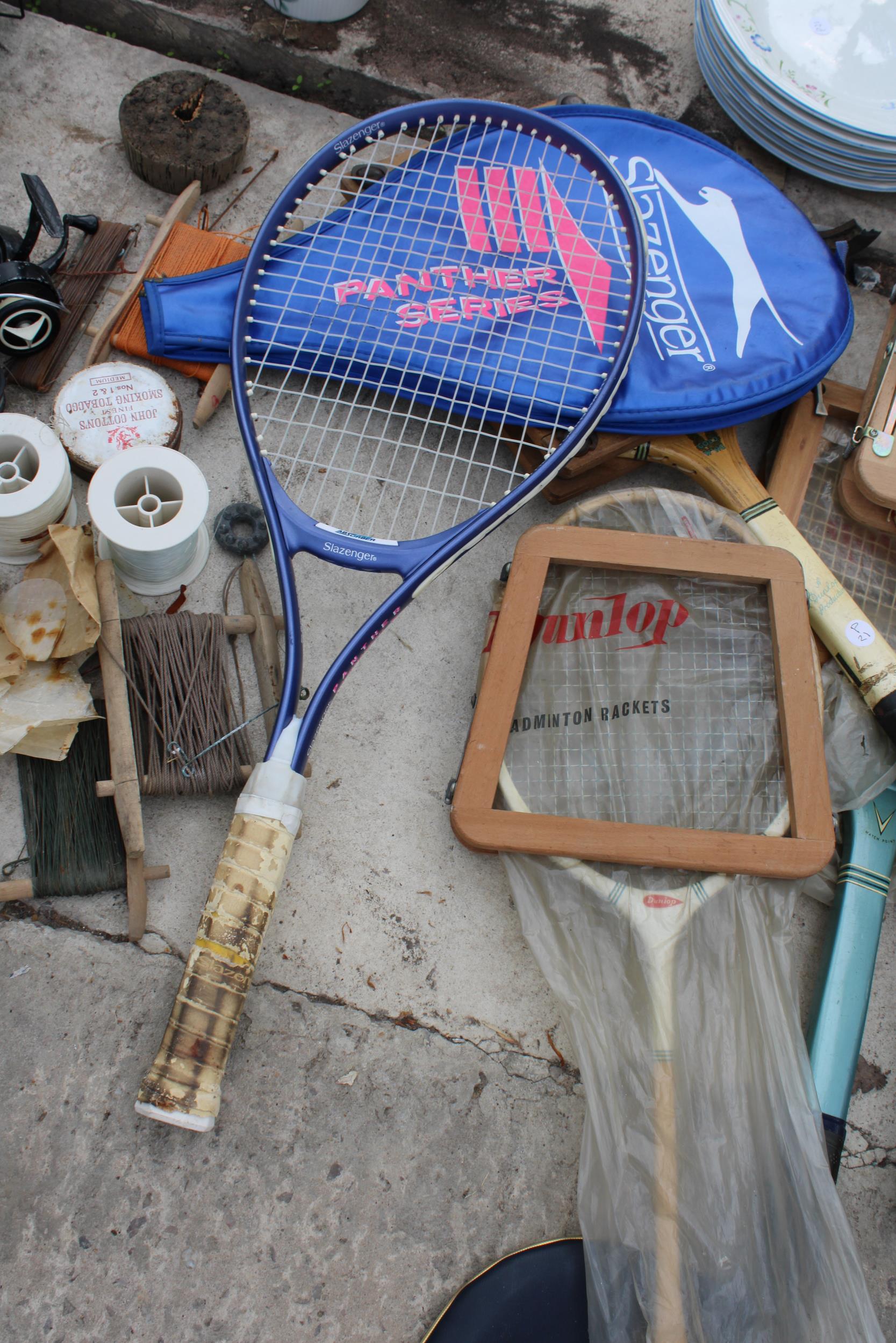 AN ASSORTMENT OF TENNIS RACKETS AND FISHING TACKLE - Image 3 of 3
