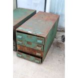A VINTAGE METAL FOUR DRAWER CABINET WITH INDIVIUAL INTERNAL SECTIONS