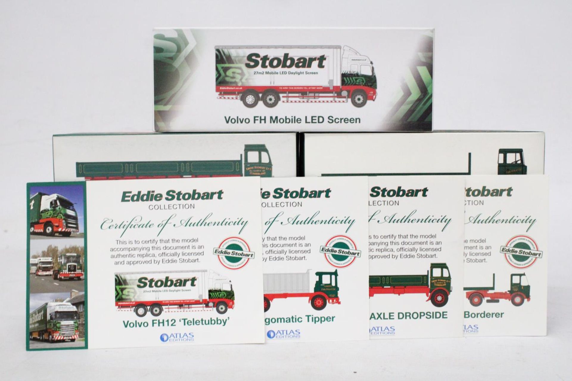 FIVE AS NEW BOXED EDDIE STOBART WAGONS TO INCLUDE A VOLVO FH12 TELETUBBY 27m2 MOBILE LED DAYLIGHT - Image 2 of 10