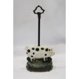 A HEAVY CAST GLOUCESTERSHIRE BLACK SPOT PIG DOORSTOP 18 INCH (H)