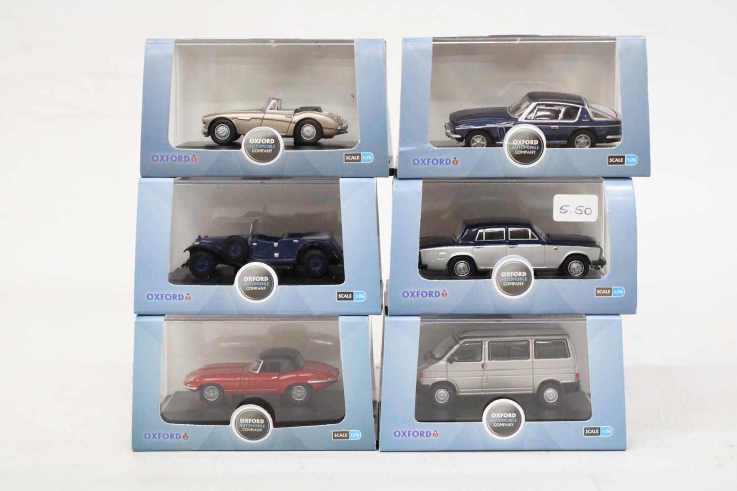 SIX VARIOUS AS NEW AND BOXED OXFORD AUTOMOBILE COMPANY VEHICLES