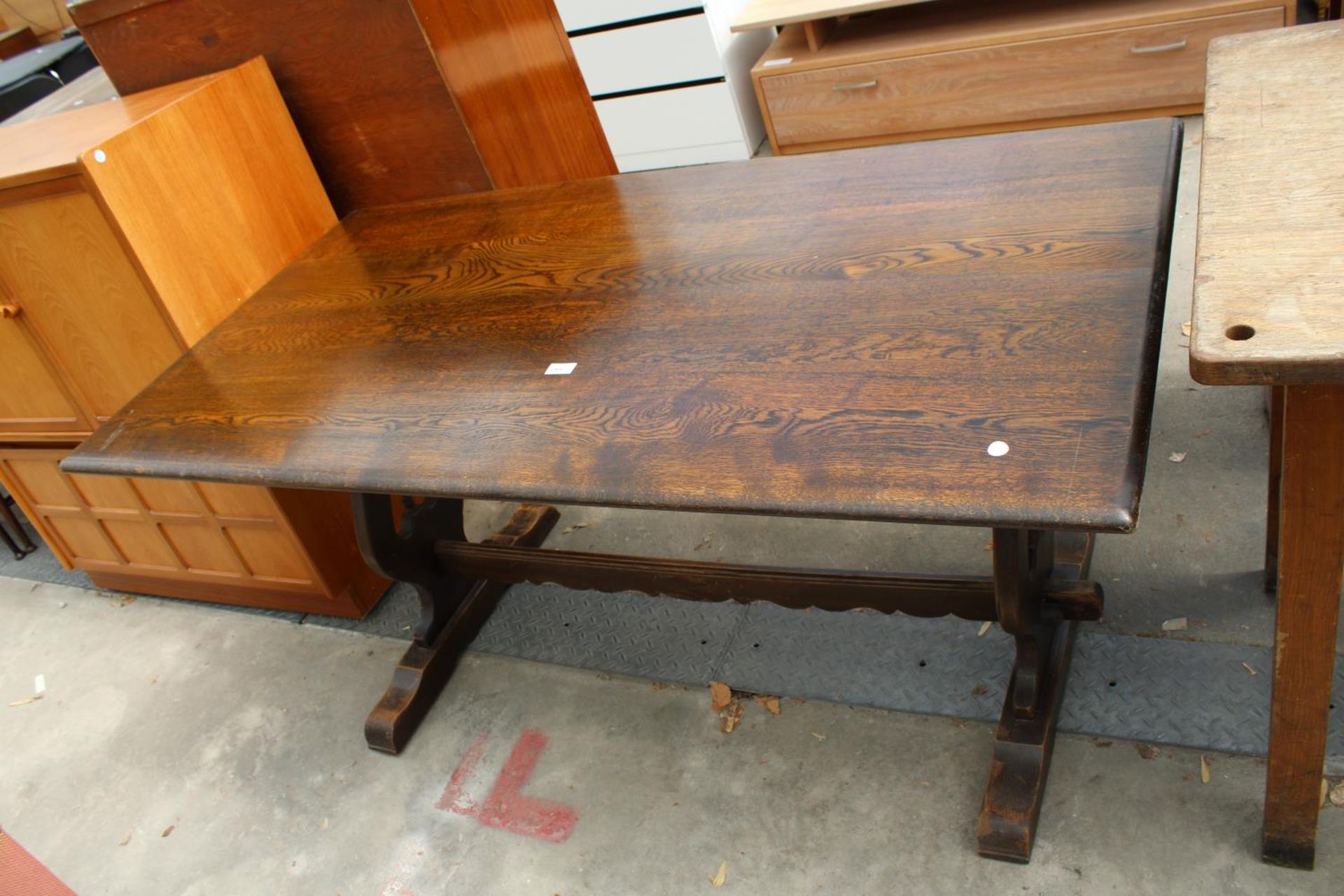 AN ERCOL STYLE REFECTORY TABLE, 60" X 32"