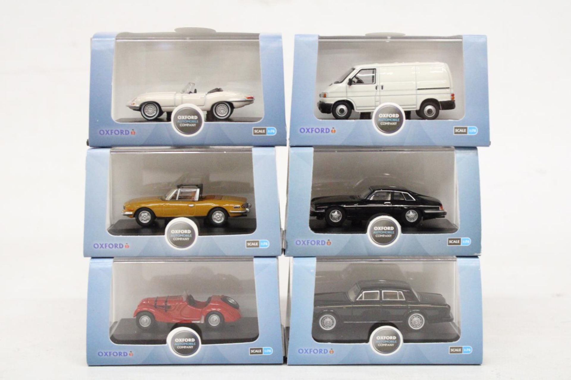 SIX VARIOUS AS NEW AND BOXED OXFORD AUTOMOBILE COMPANY VEHICLES