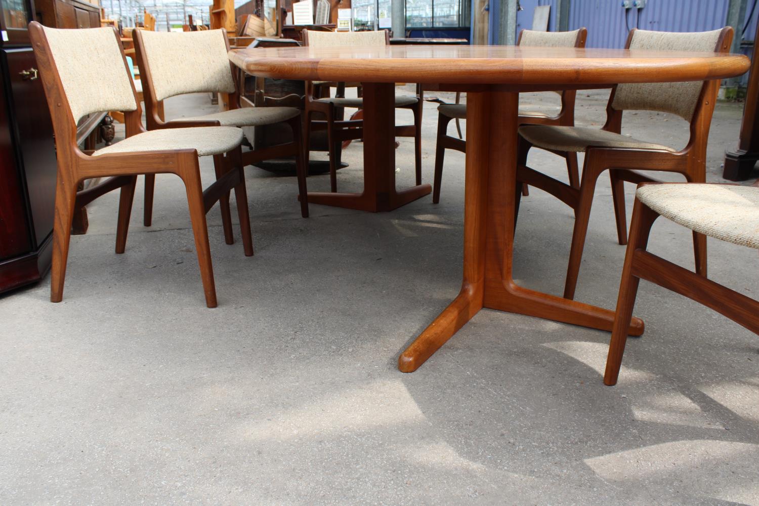 A ROSENGAARDEN (DENMARK) RETRO TEAK EXTENDING DINING TABLE 48" X 49" (TWO LEAVES 21" EACH) ON - Image 4 of 6