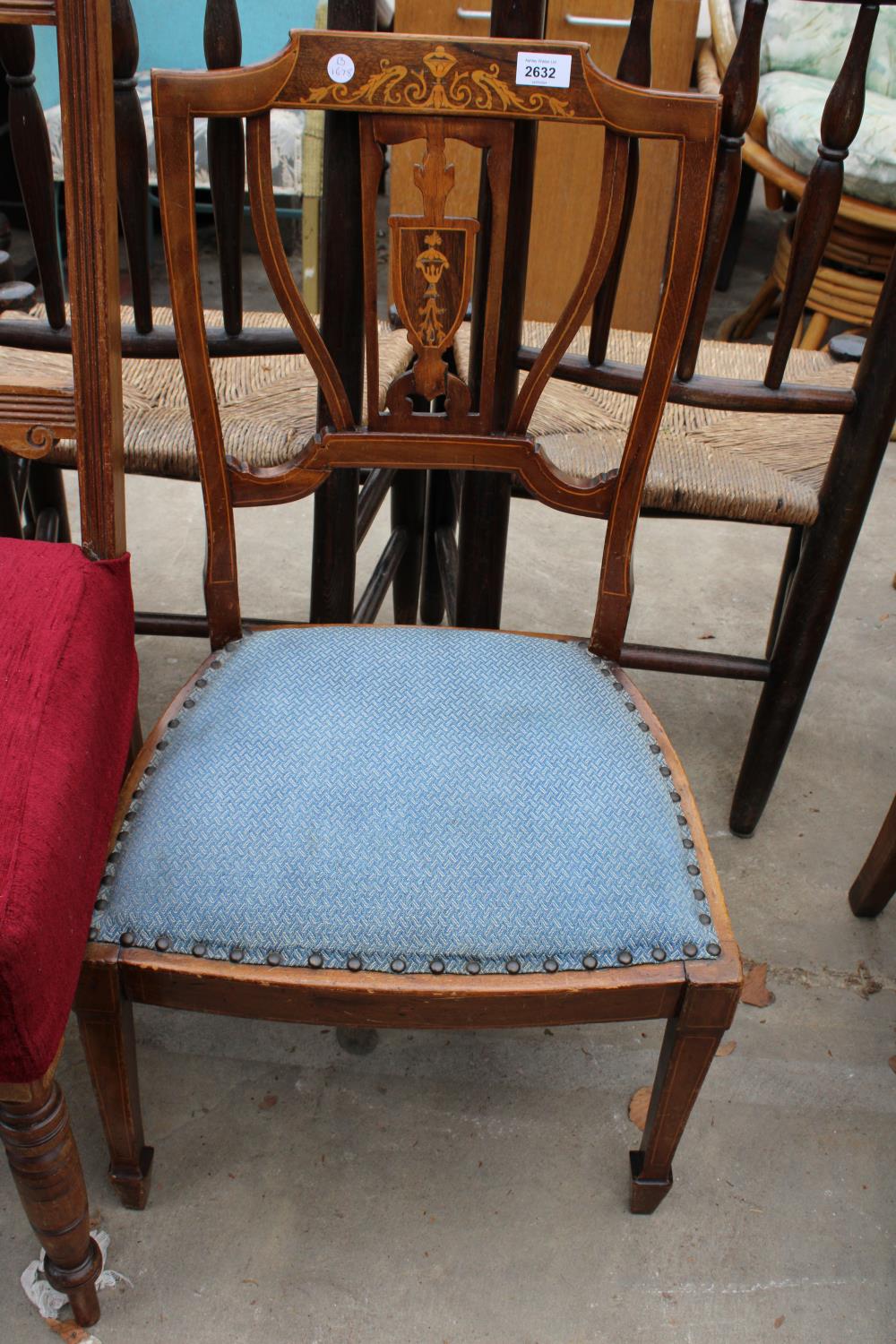 A SET OF SIX LATE VICTORIAN DINING CHAIRS AND AN EDWARDIAN BEDROOM CHAIR - Image 2 of 4