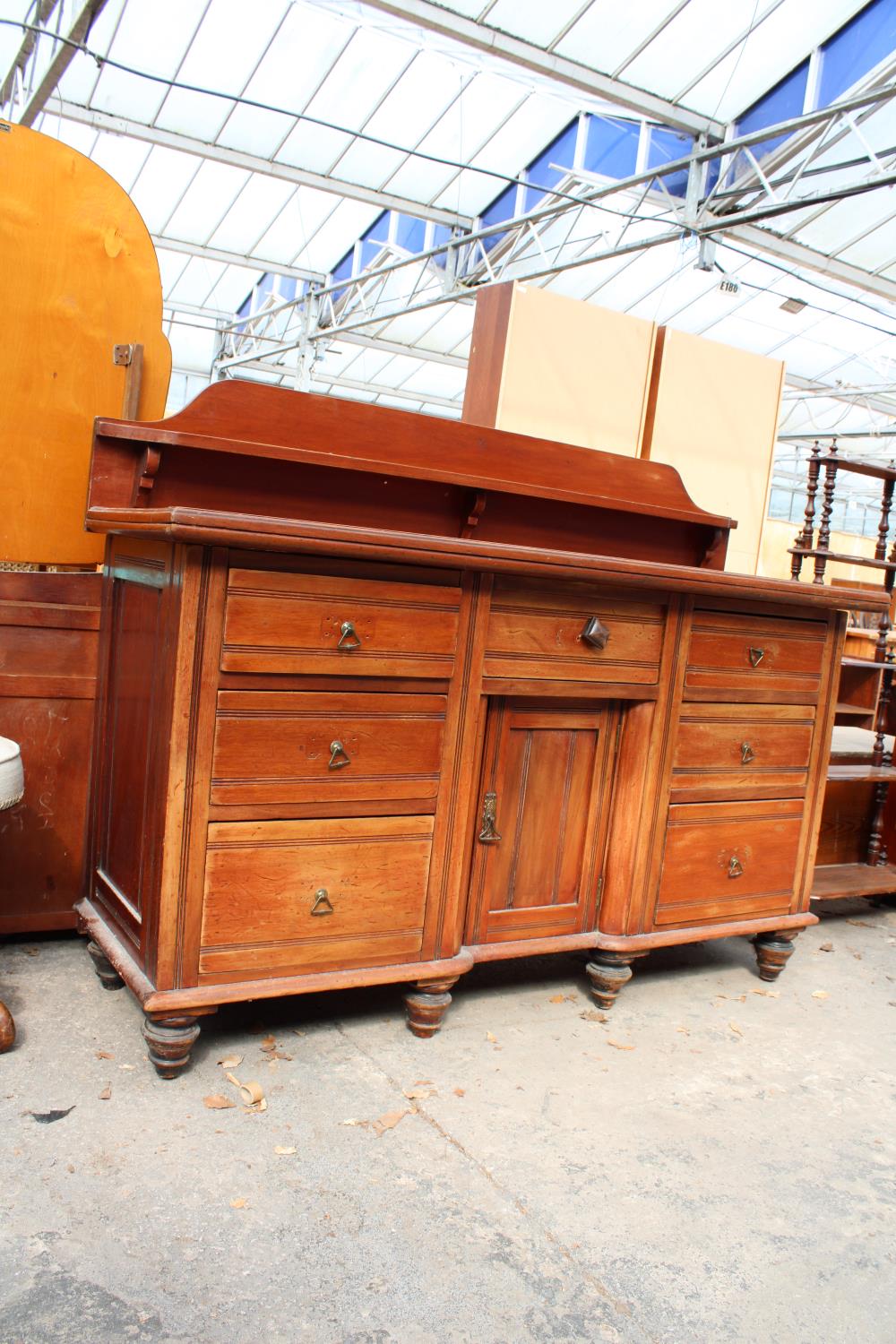 A LATE VICTORIAN MAHOGANY SIDEBOARD WITH RAISED BACK 60" WIDE - Bild 2 aus 3